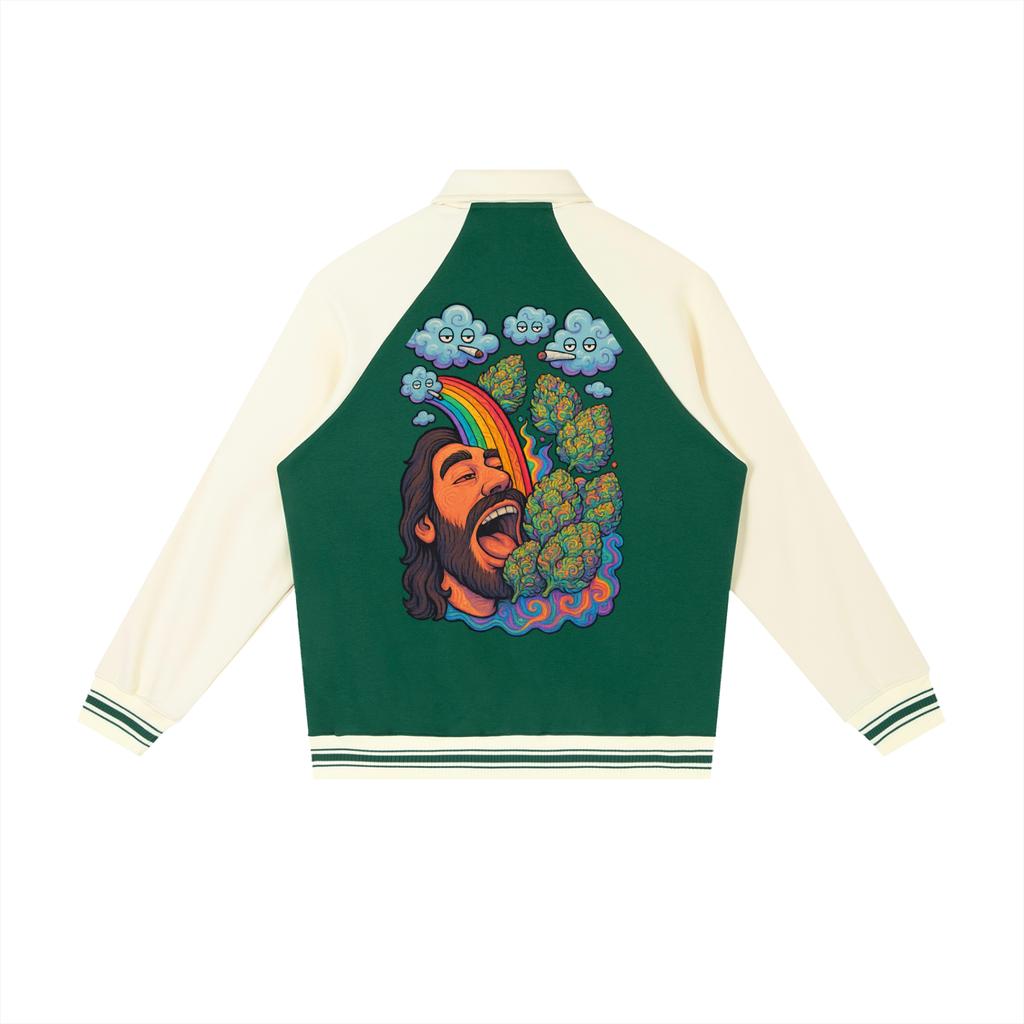 Contrast Raglan Sleeve Baseball Jacket