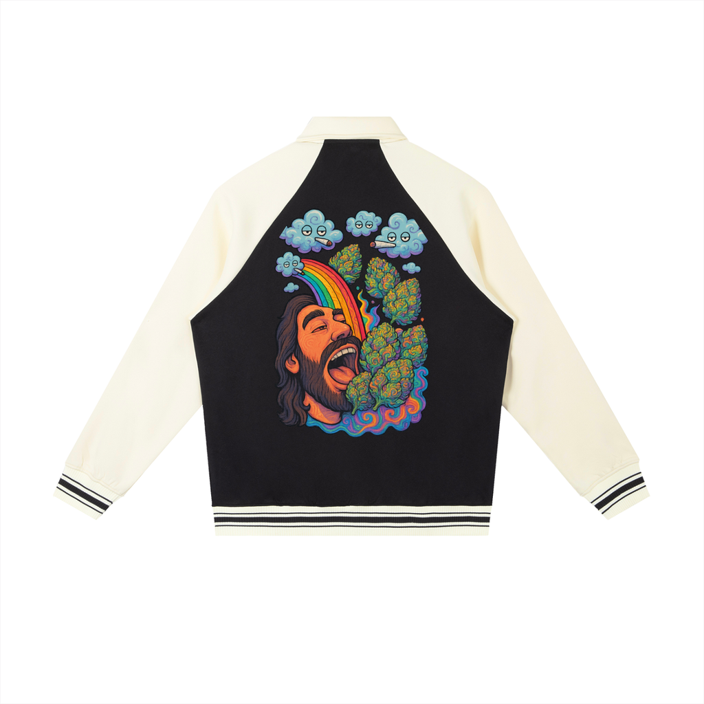 Contrast Raglan Sleeve Baseball Jacket