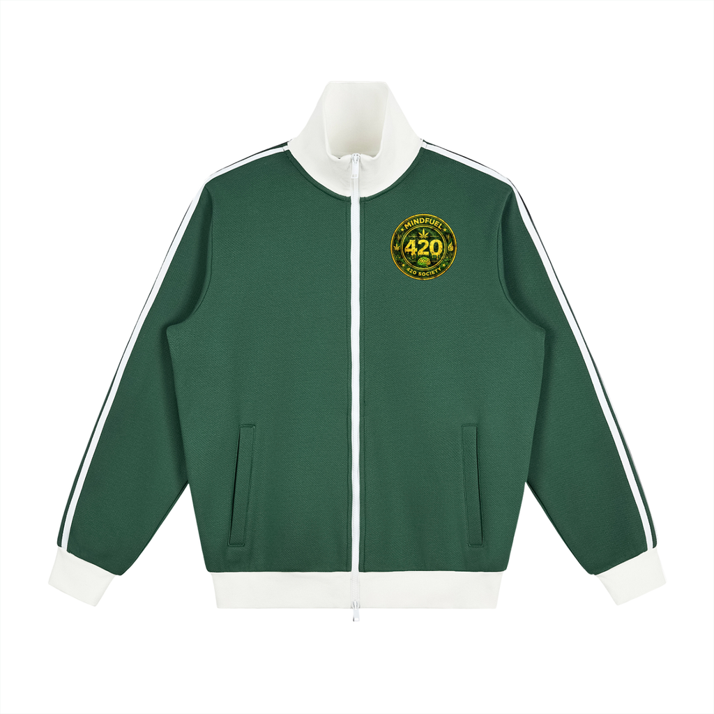 Contrast Side Stripe Fleece Track Jacket