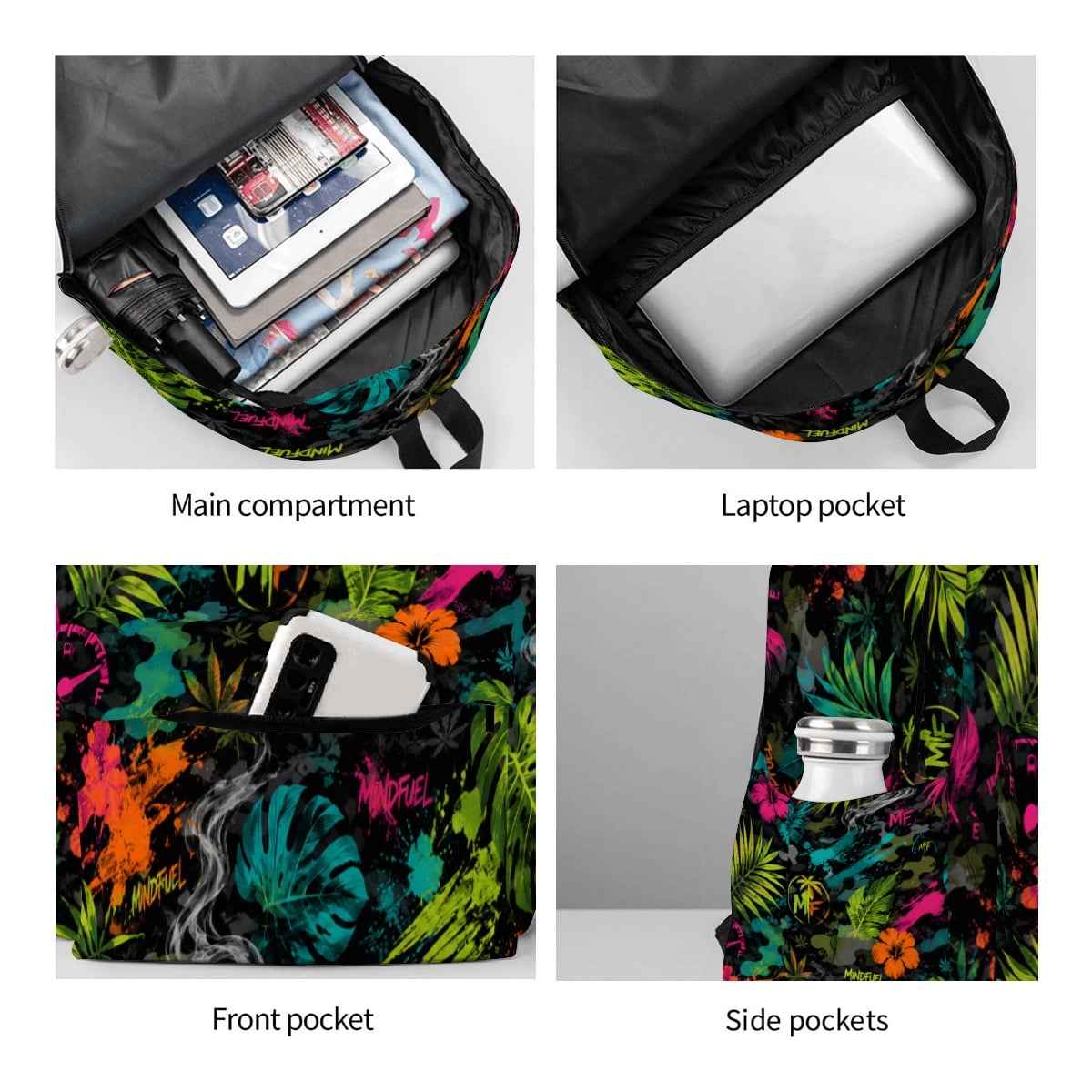 Large Capacity Oxford Backpack with Cloth Side Pockets
