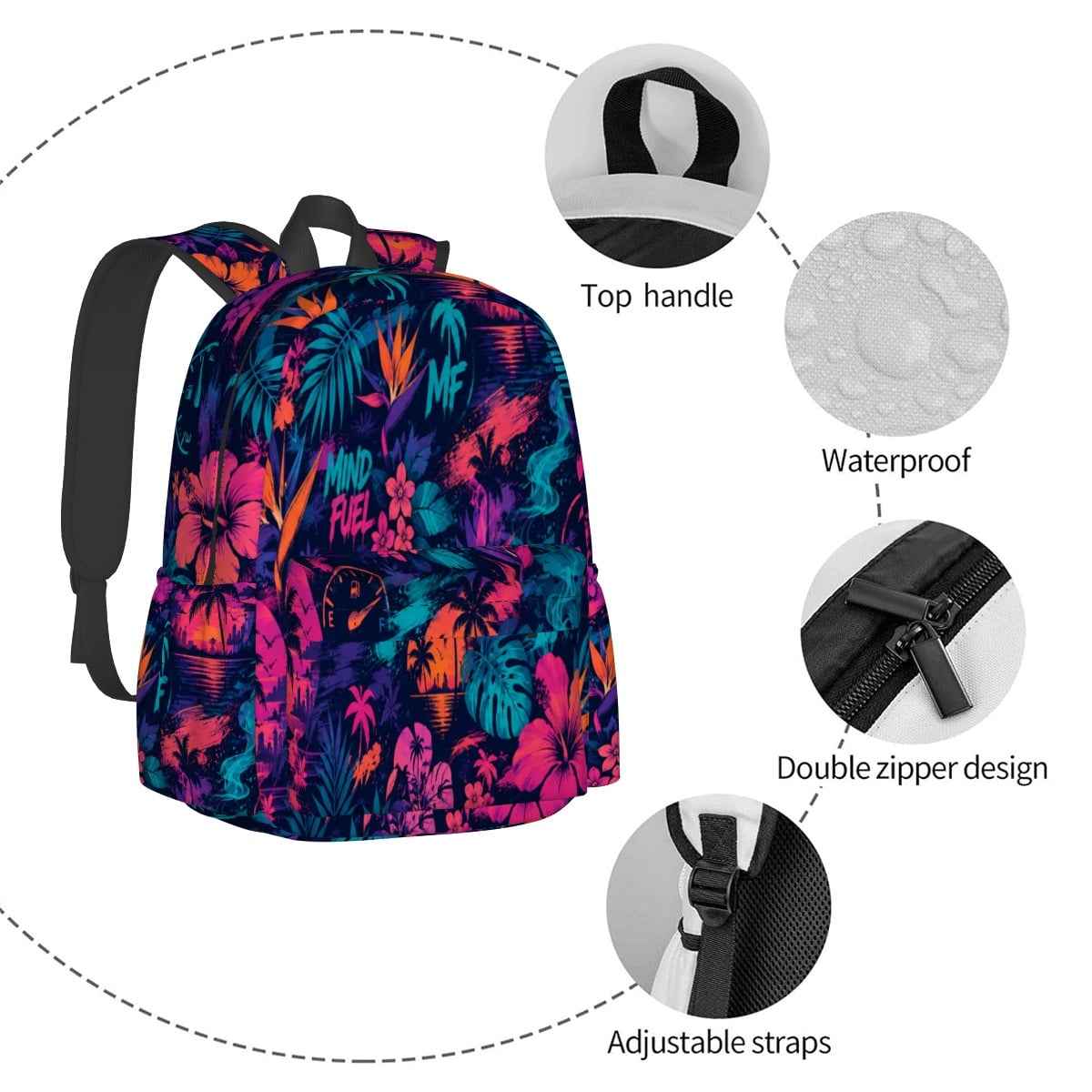 Large Capacity Oxford Backpack with Cloth Side Pockets