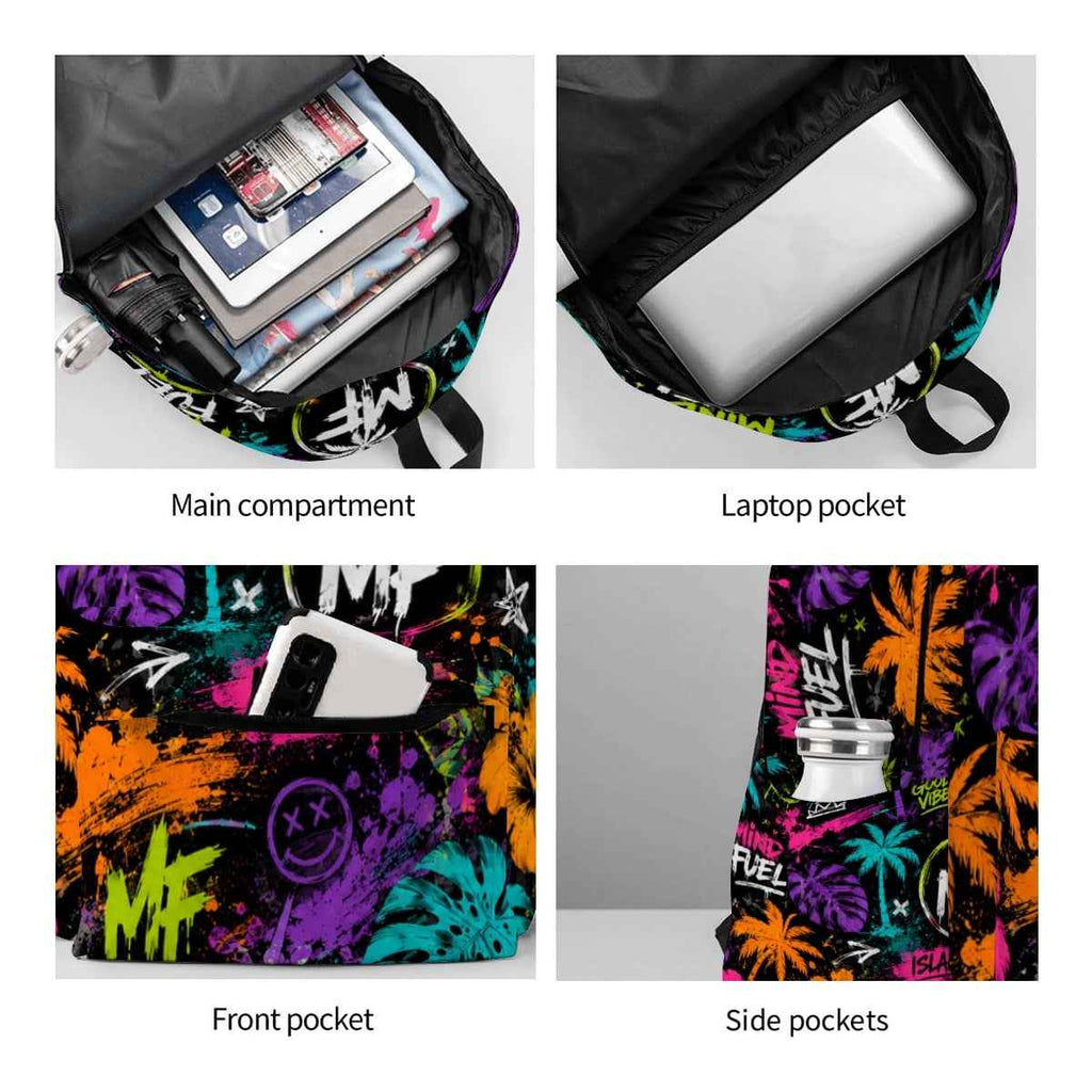 Large Capacity Oxford Backpack with Cloth Side Pockets
