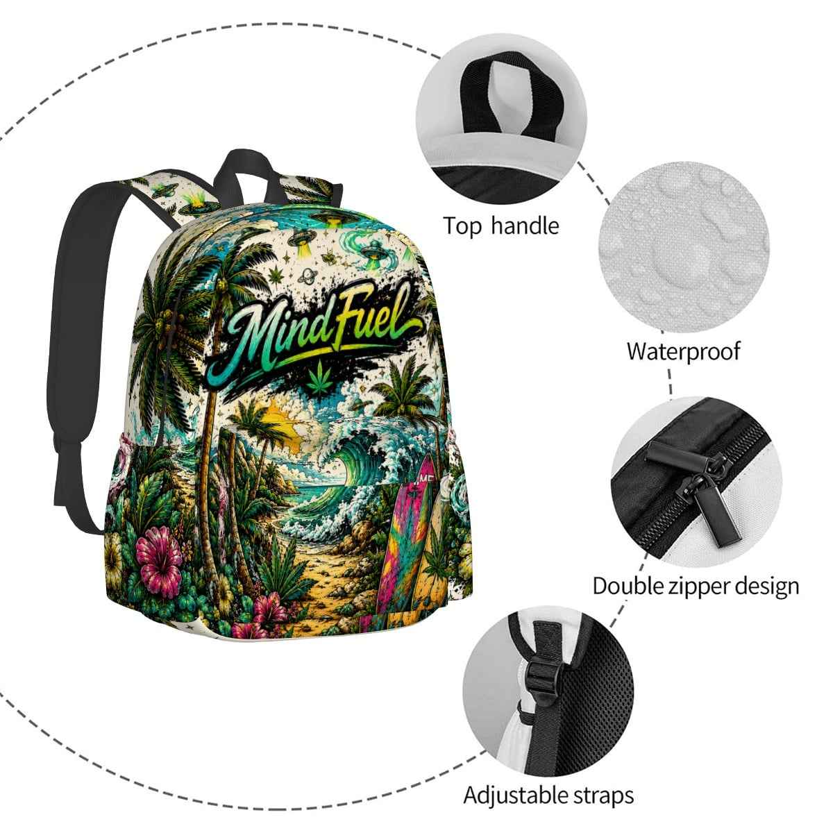 Large Capacity Oxford Backpack with Cloth Side Pockets