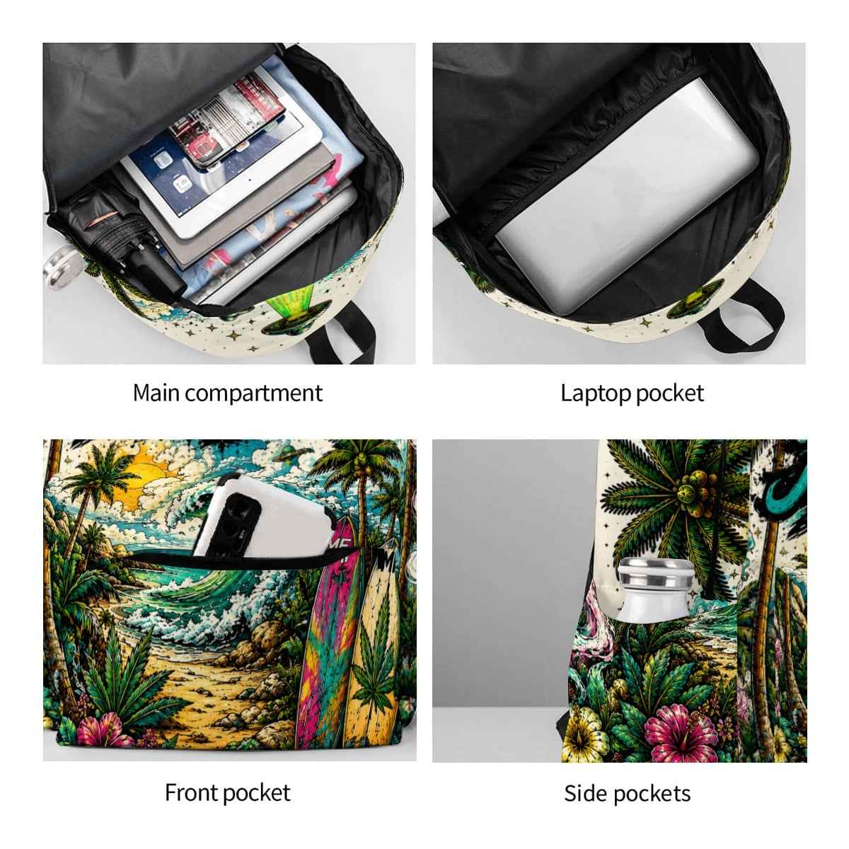 Large Capacity Oxford Backpack with Cloth Side Pockets