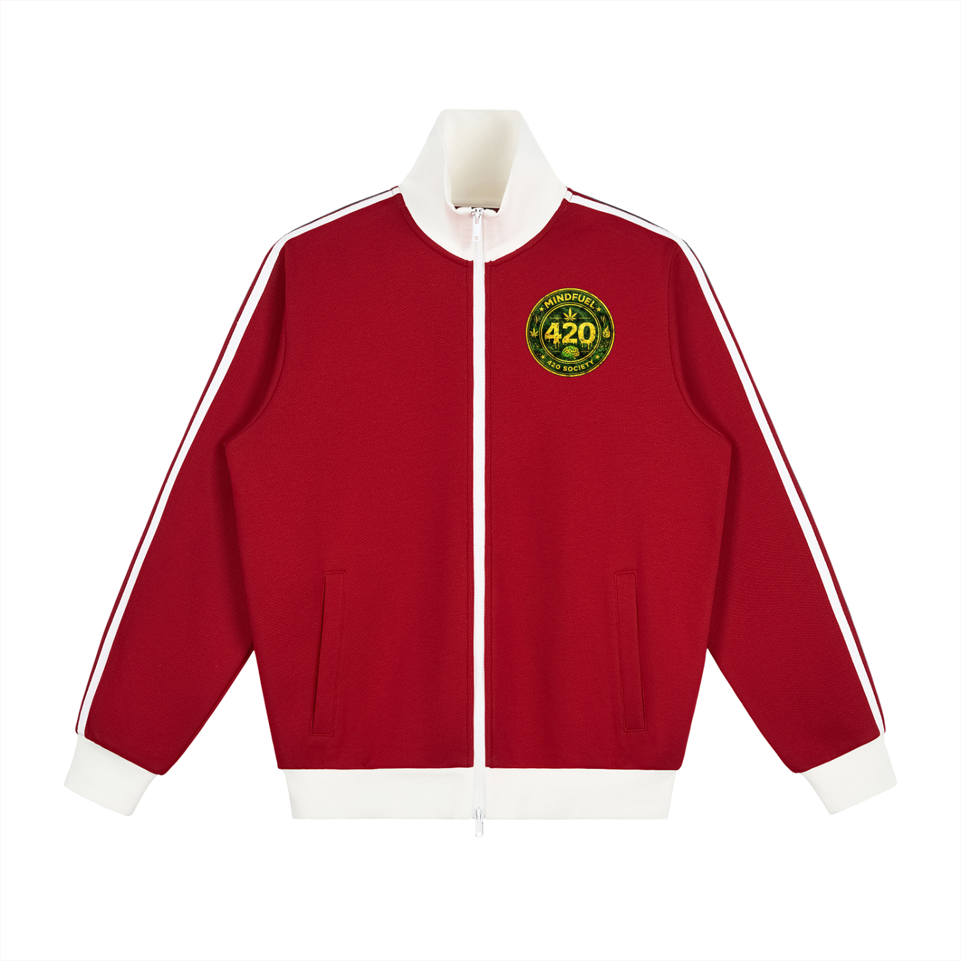 Contrast Side Stripe Fleece Track Jacket