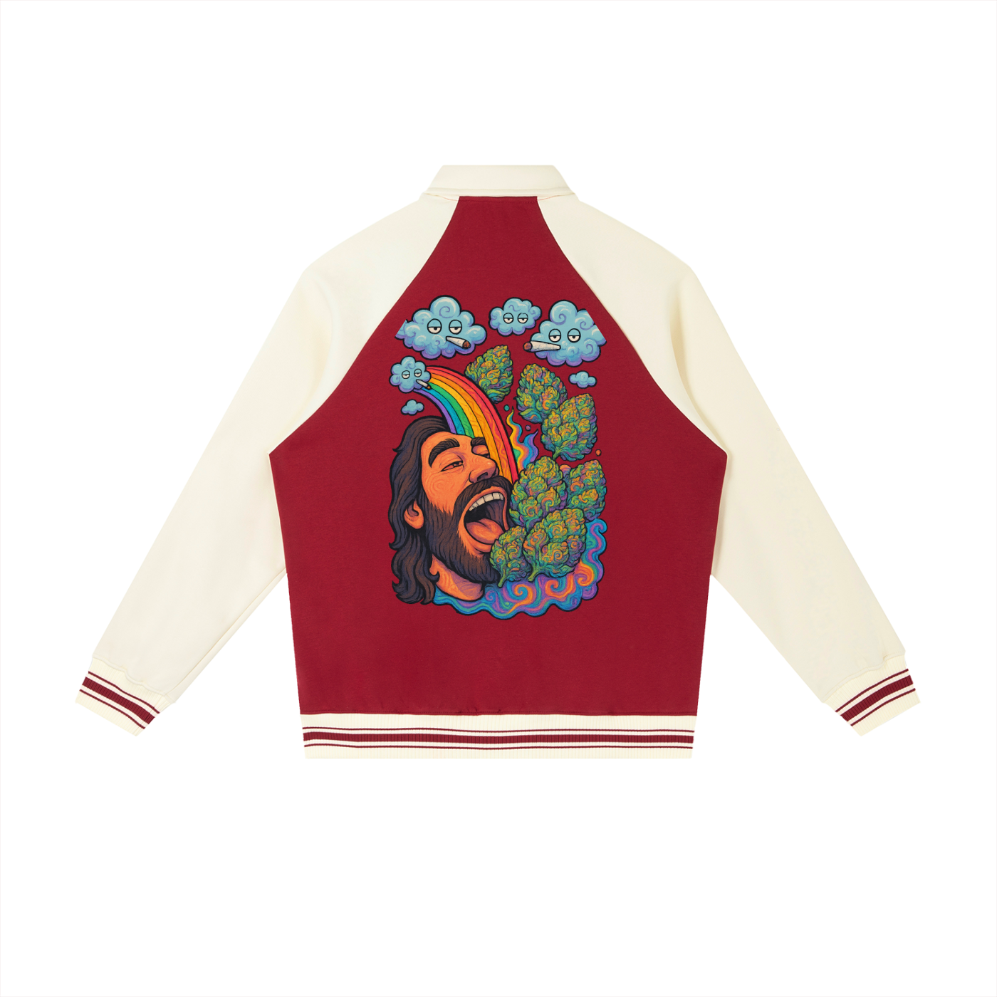 Contrast Raglan Sleeve Baseball Jacket