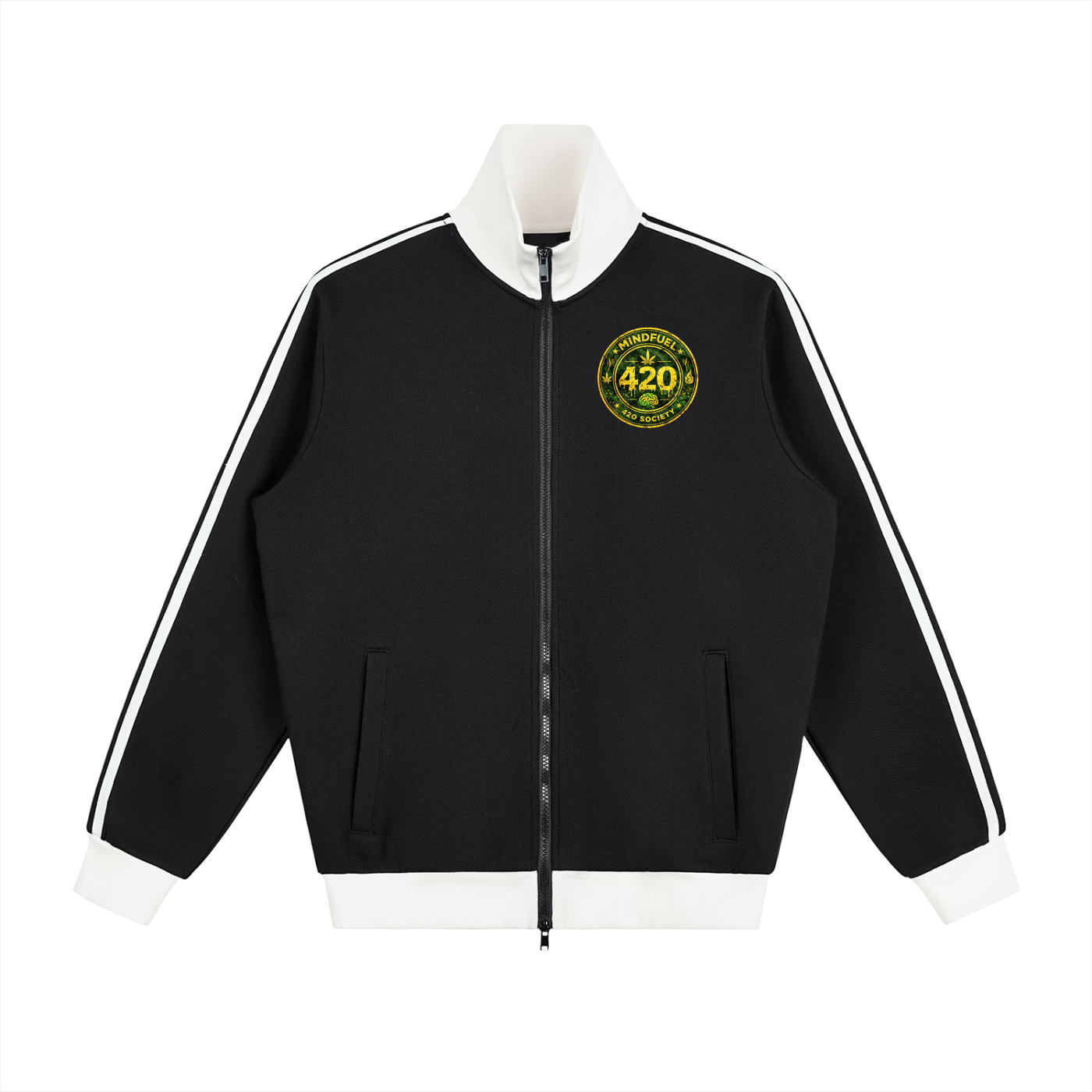 Contrast Side Stripe Fleece Track Jacket