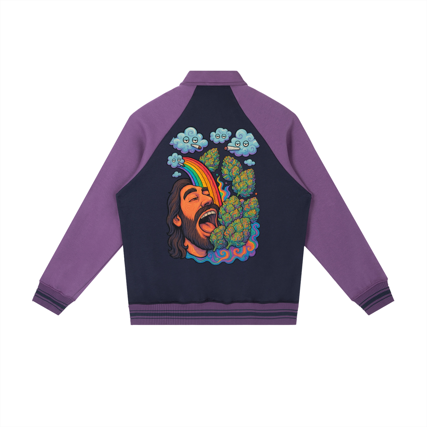 Contrast Raglan Sleeve Baseball Jacket