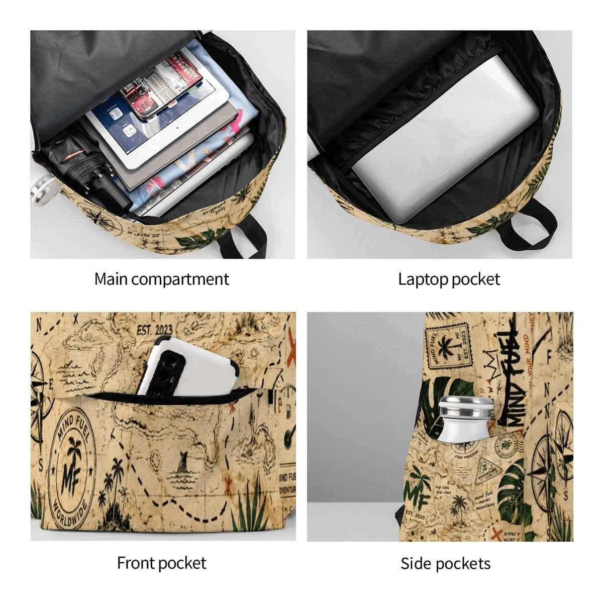 Large Capacity Oxford Backpack with Cloth Side Pockets 15CD0D1192FA44DA905099EC69368743